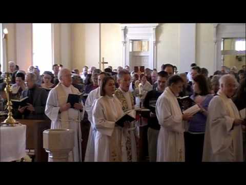 This is the procession during the service of the visitation of Presiding Bishop Katharine Jefferts Schori to St. Paul's Memorial Church, Charlottesville, VA on January 31, 2010 as they began the year-long celebration of their centennial.