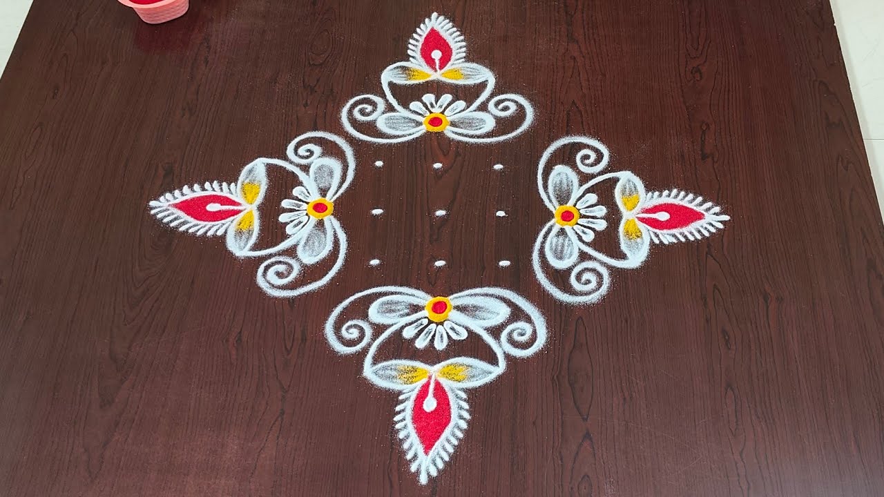 Beautiful Diwali diya rangoli with 7×1dots|easy dheepavali rangoli|dheepam muggulu|#Rang Kaa Rangoli