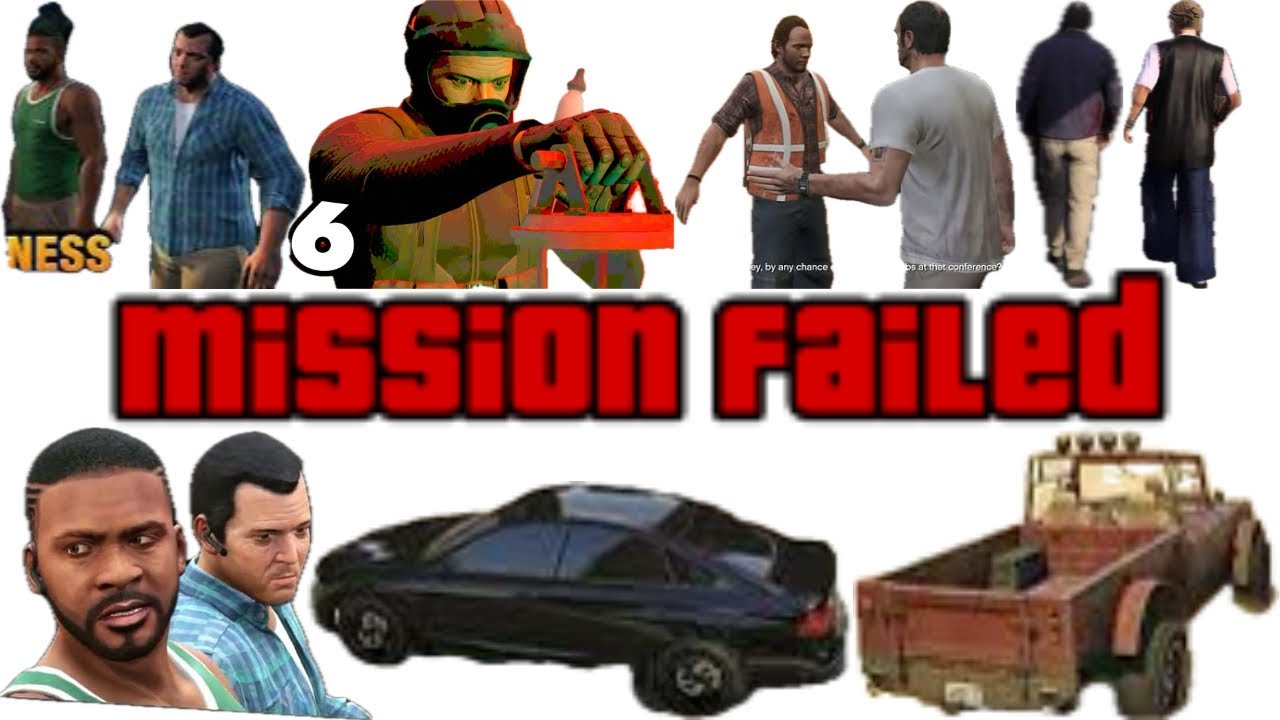 GTA V Mission Failed Compilation - Monkey Business Hang Ten Surveying the Score