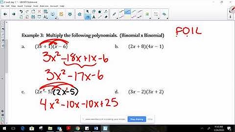 Unit 7-2 Multiplying Polynomials Day 1