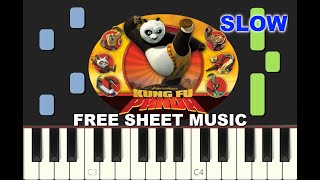 SLOW piano tutoriual "KUNG FU FIGHTING" from Kung Fu Panda 3, free sheet music (pdf)