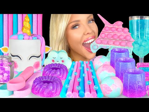 ASMR PASTEL FOOD, UNICORN CAKESICLES, EDIBLE POP IT, SPRINKLES, POP ROCKS, UNICORN FOOD MUKBANG 먹방