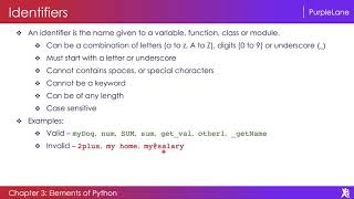 Identifiers and Keywords | Python Programming - PurpleLane [9/150]