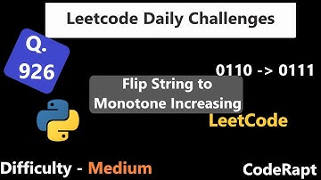 Flip String to Monotone Increasing || Q. 926 || Medium || Leetcode Daily Challenges