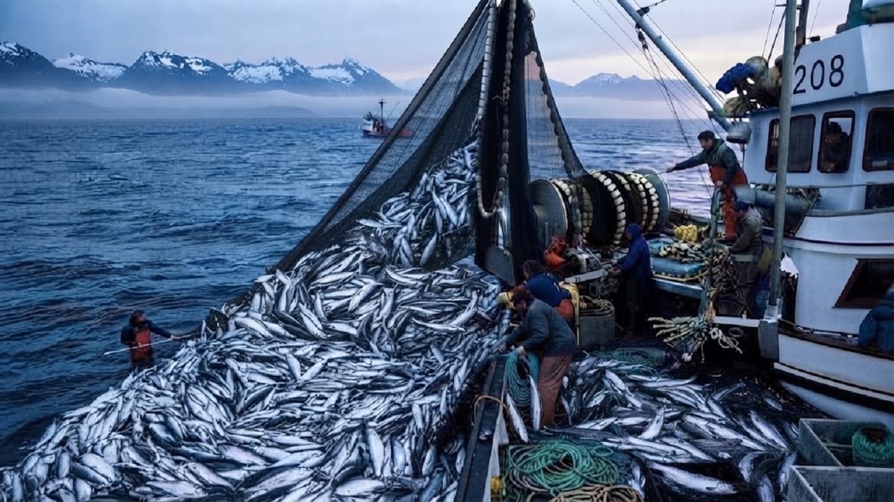 deep-sea-fishing-techniques-a-massive-haul-teeming-with-live-fish-in