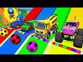 Flatbed Truck McQueen | Transportation with Truck - Pothole vs Car | BeamNG.Drive Gameplay