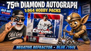 💎 75th Diamond Auto 1:964 Packs 💎 2026 Topps Chrome Hobby Box • Negative Refractor • Blue /150!