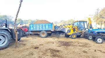 Mahindra Arjun tractor 555 Di and sonalika tractor 750 DI mitti trolley loading video JCB machine