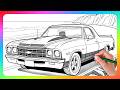 Coloring Chevy El Camino Muscle Truck | Detailed Coloring Process
