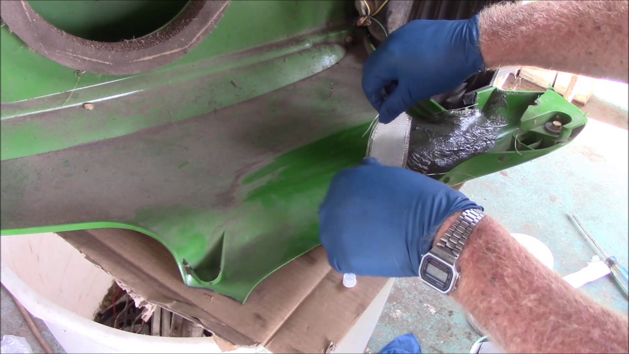 Repair on broken John Deere rider hood YouTube