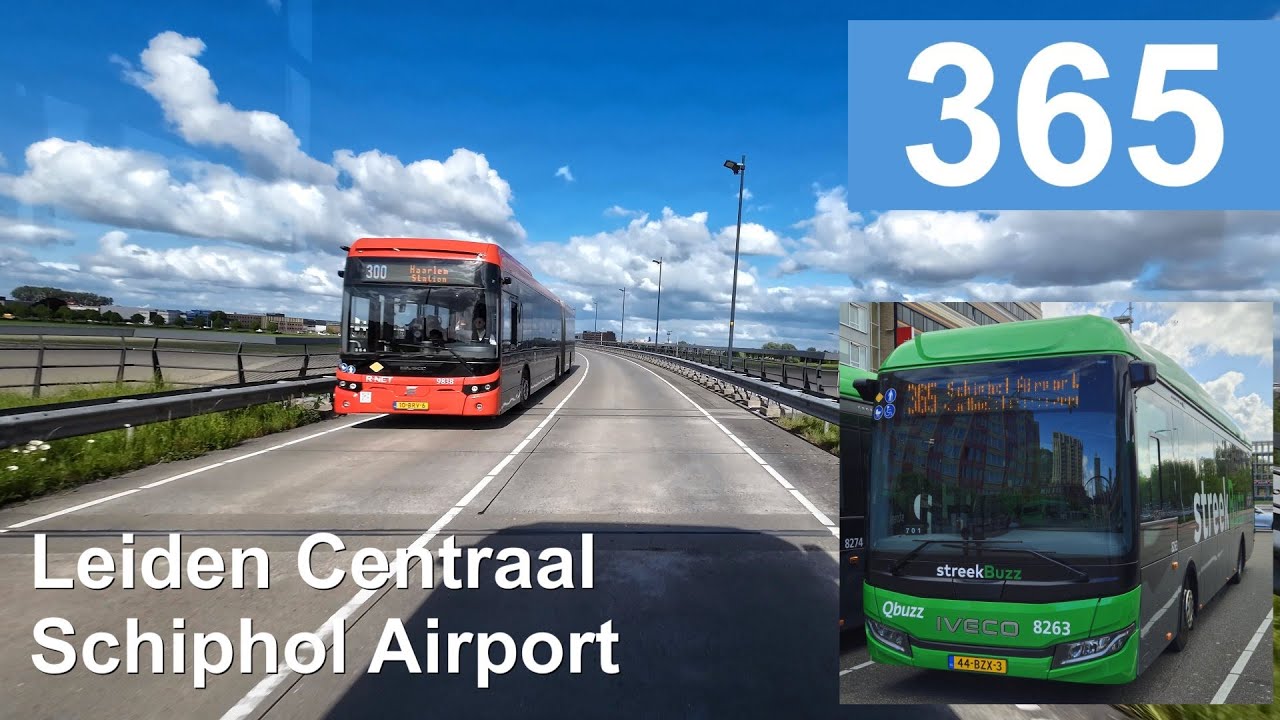 Qbuzz lijn 365: Leiden Centraal - Schiphol Airport | Qbuzz ZHN | Qbuzz 8263 | 2025