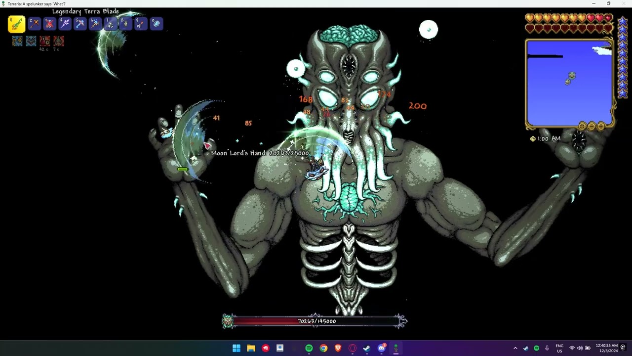 Terraria | Defeating Moon Lord with Terra Blade + Cosmic Car