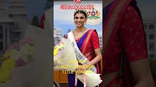 CM SIDDARAMAIH FELICITITATE MISS UNIVERSE TITLE WINNER LEKHANA#viral#trend#FELICITATE#shortsfeed