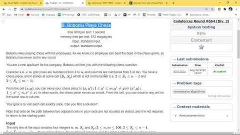(Prob-B) Boboniu Plays Chess | Codeforces Round 664