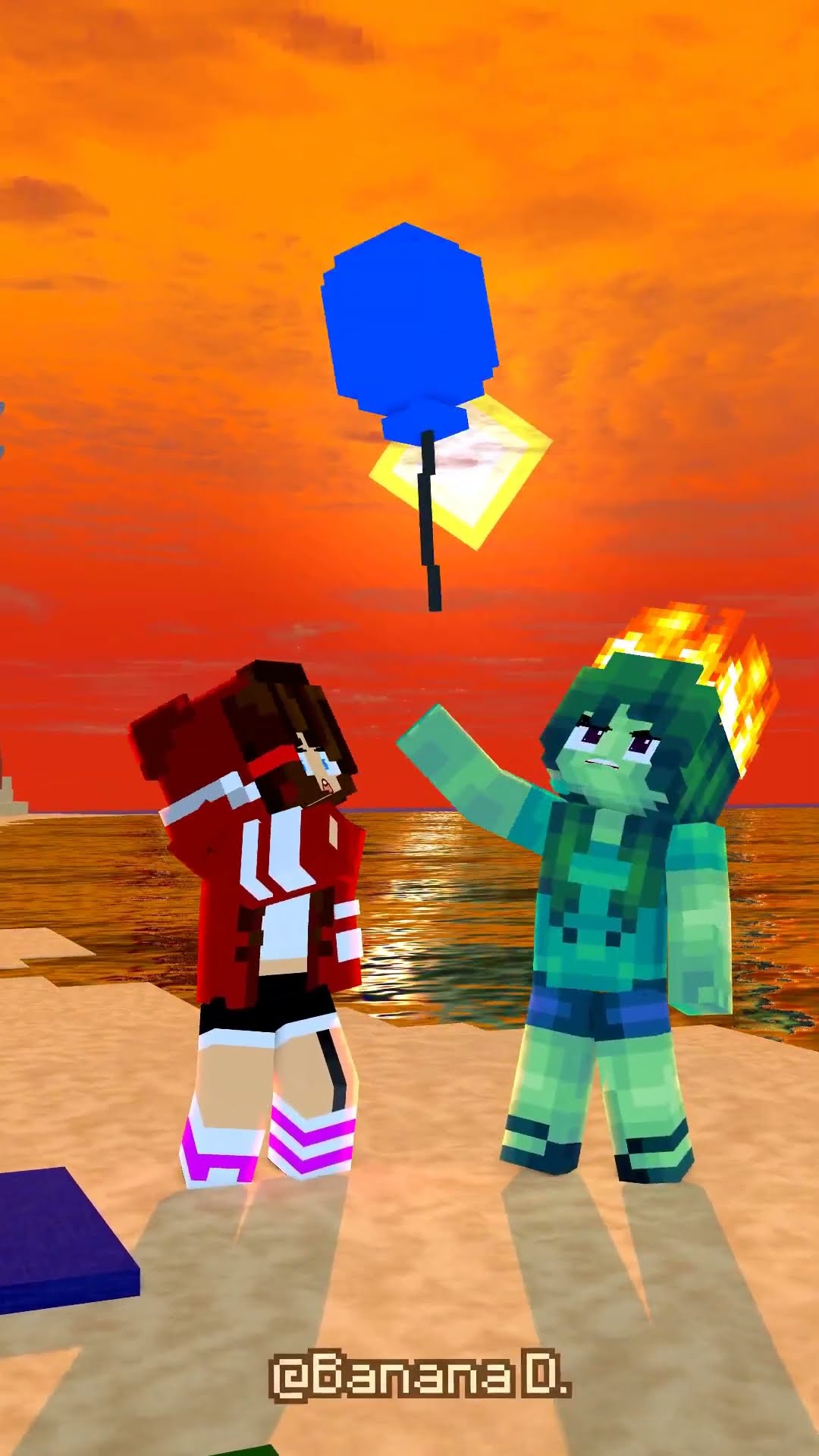 balloon JJ vs Fire Zombie Girl in Beach ?️?️