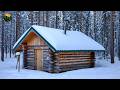 Hand-Building An Underground Wooden Shelter In he Snowy Forest | Step-By-Step
