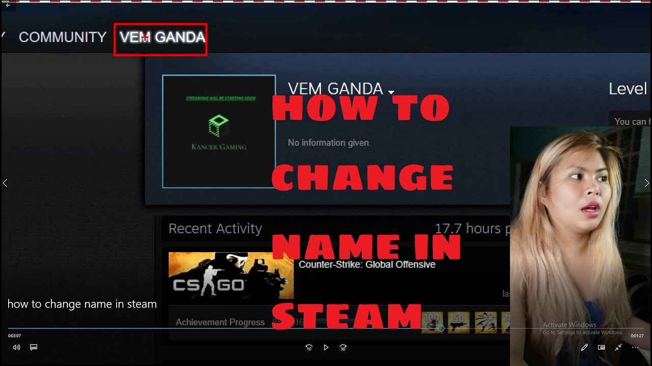 how to change name in steam YouTube