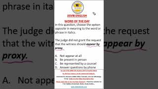 Appear By Proxy idiom  Jamb English Word Of The Day