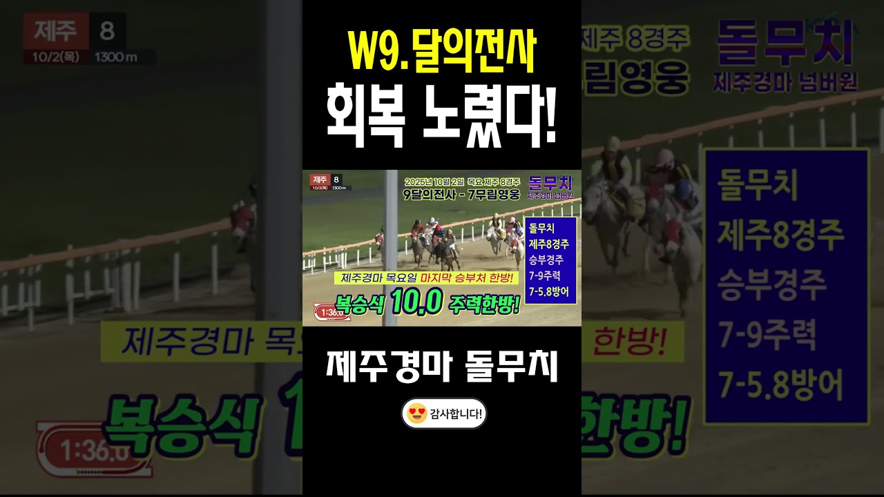 W9.달의전사🎯직전과 달라진 회복!! 돌무치의 화끈 주력마권!!
