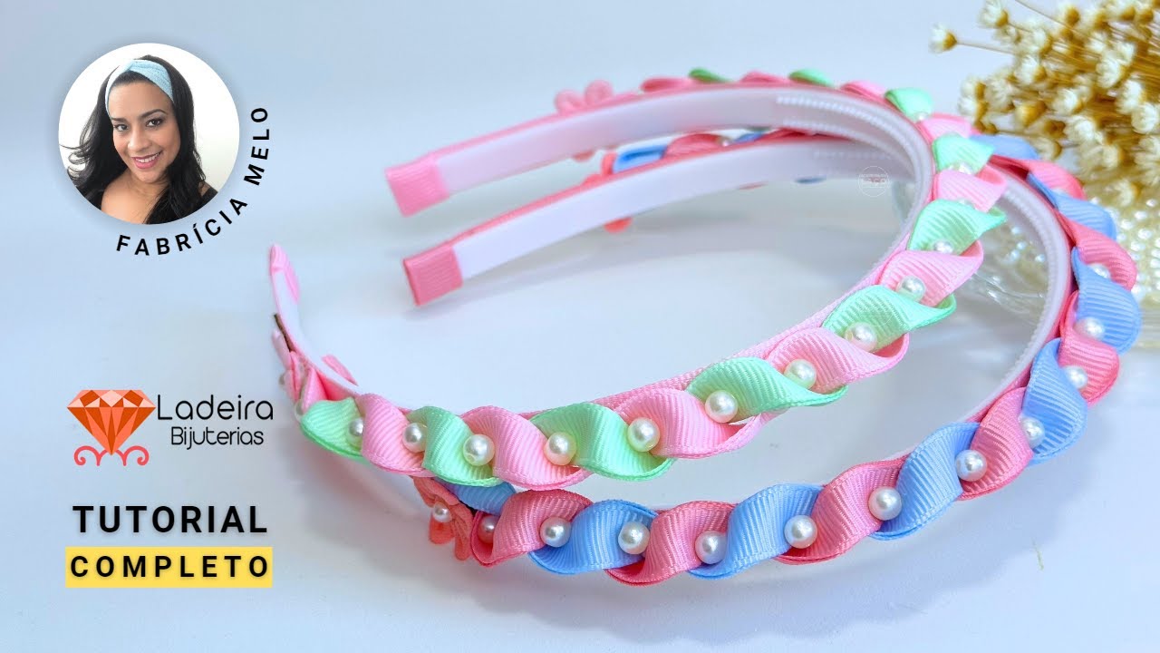 Tiara Trançada com pérolas passo a passo #pap #papdelaços #tiara