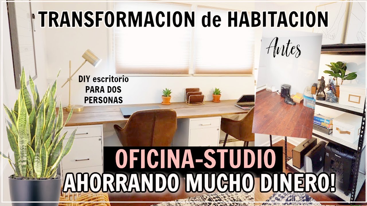 IDEAS PARA HACER UNA OFICINA en la Casa! Decoración con UN DOBLE ESCRITORIO👌🏻| DIY Office MAKEOVER