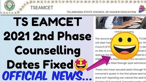 TS EAMCET 2021 2nd Phase Counselling Dates Fixed 🤩//Official News//TS EAMCET 2021 2nd Phase Dates..
