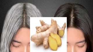 White hair to black hair naturally in 4 minutes | White hair to black with ginger | Ginger for hair