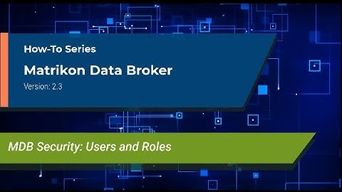 MDB How-To: Security - Users and Roles