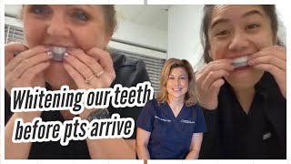 Whitening Our Teeth Before Patients Arrive with Sheer White Strips