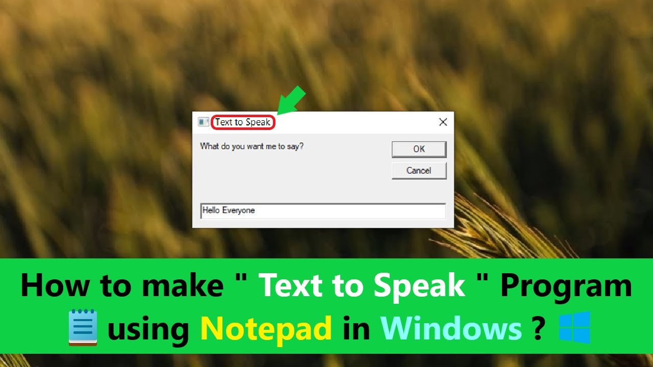how to make text to speech in notepad