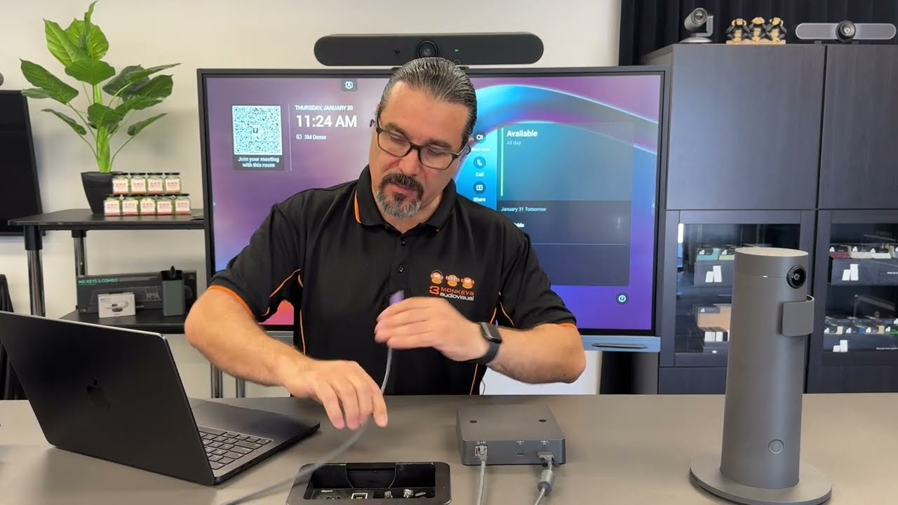 Setting up the Logitech Extend for a single USB-C cable connection BYOD Video Conferencing System.