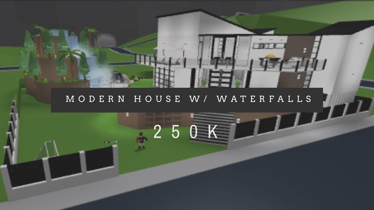Bloxburg House Build Modern House W Waterfalls Pt 1 Roblox