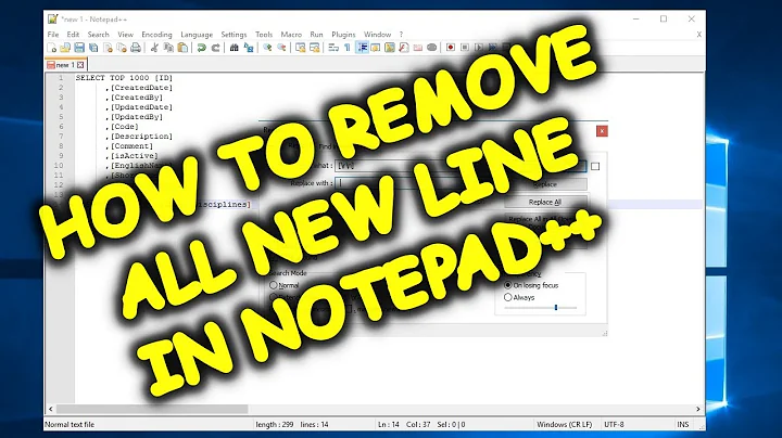 How to remove new line in Notepad++