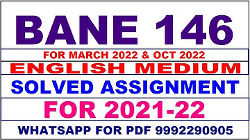 BANE 146 Solved Assignment 2021-22 in ENGLISH | BANE 146 Solved Assignment 2021-22 | BANE 146 2022