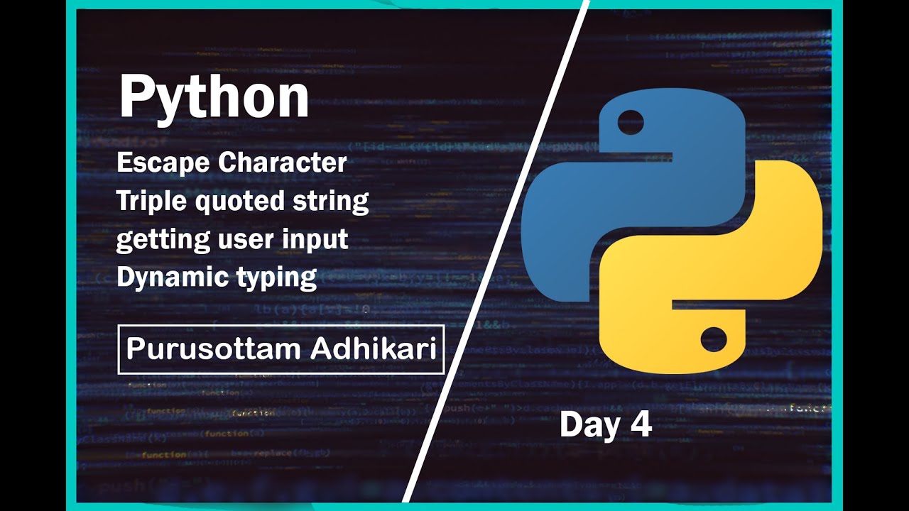 Python Escape character, triple quoted string , user input ,comments ...