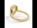 Mondiamant - Bague de Fiançailles Halo - Tania Poire - Diamant taille Coussin- Or jaune 18K