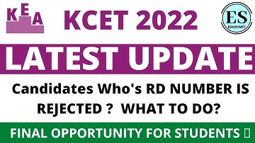 KCET 2022 // LATEST UPDATE // FINAL Opportunity FOR STUDENTS TO EDIT RD NUMBER #edusumit #kea