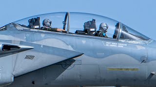 US F-15 Eagle Fighter Jet Take Off from Kadena Air Base, Japan