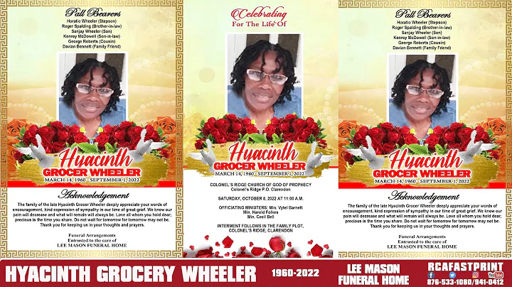 Hyacinth Grocer Wheeler funeral service