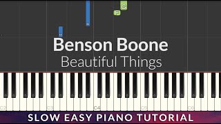 Benson Boone - Beautiful Things SLOW EASY Piano Tutorial + Lyrics