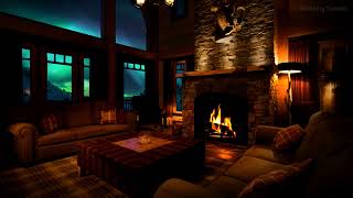 Soothing Jazz - Cozy Ski Cabin Lodge w/ Northern Lights 🎷🎹🔥