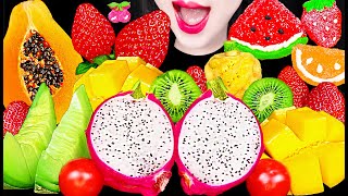 Asmr Watermelon Kohakuto, Dragon Fruit, Strawberry, Fresh Fruits 코하쿠토 과일 수박 딸기 먹방 Mukbang, Eating
