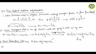 cationic, anionic and free radical mechanism of Polymers | Lecture-6