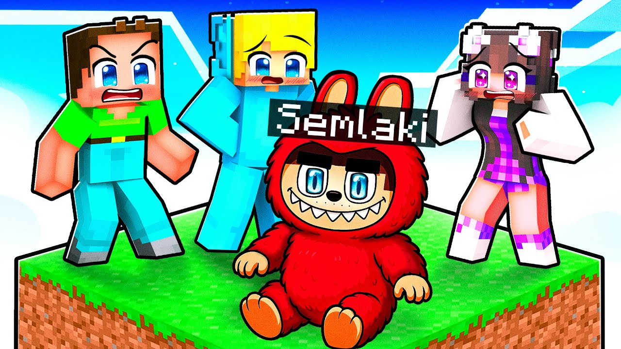 Überleben auf einem Block, aber ich bin ein LABUBU Mob mit Freundenl in Minecraft!