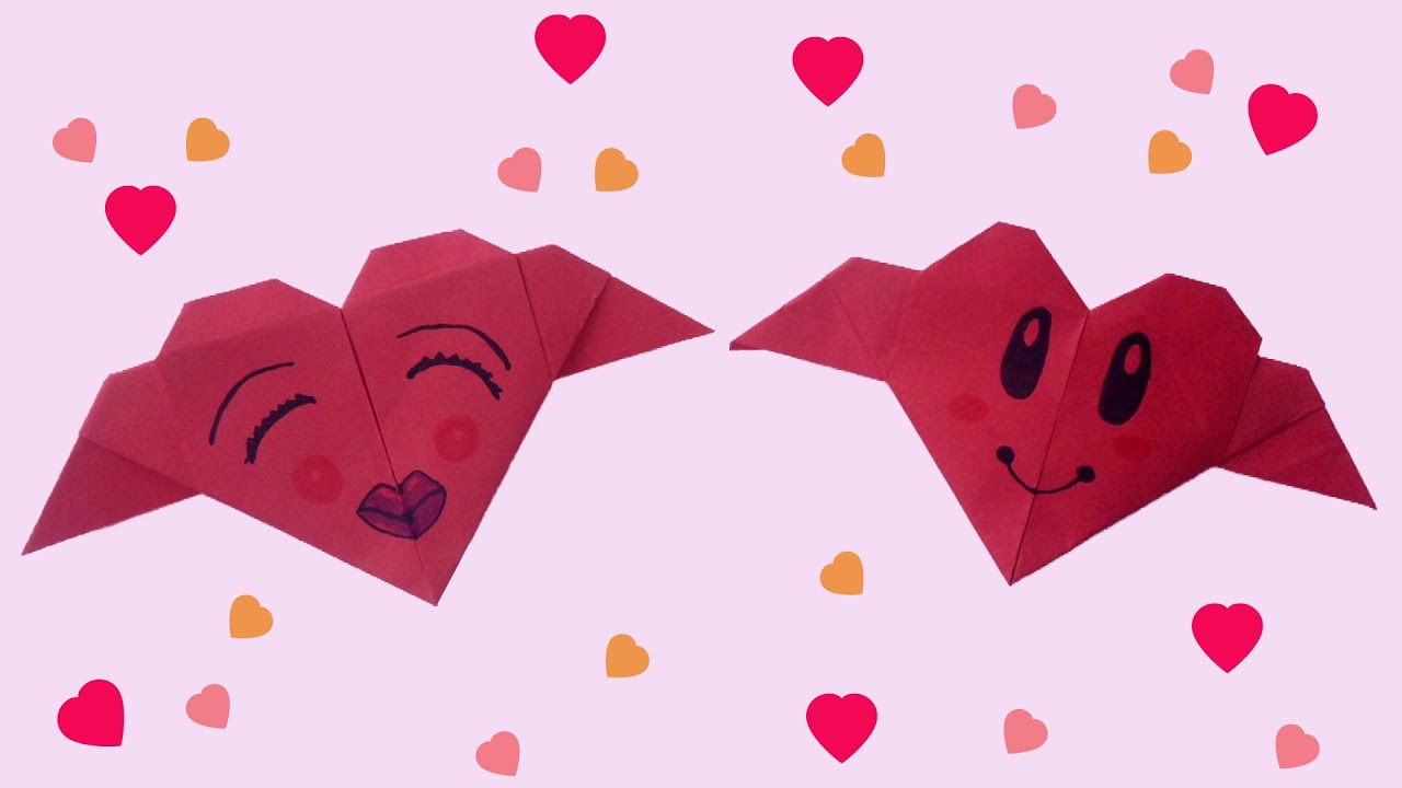 Vouwen van hartje Vliegende hartjes vouwen van papier voor Valentijnsdag of Moederdag