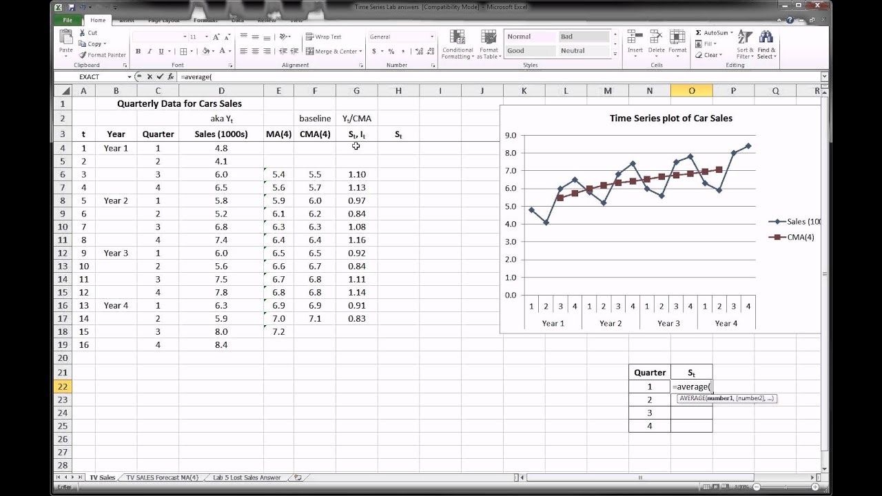 Excel - Time Series Forecasting - Part 2 of 3 - YouTube