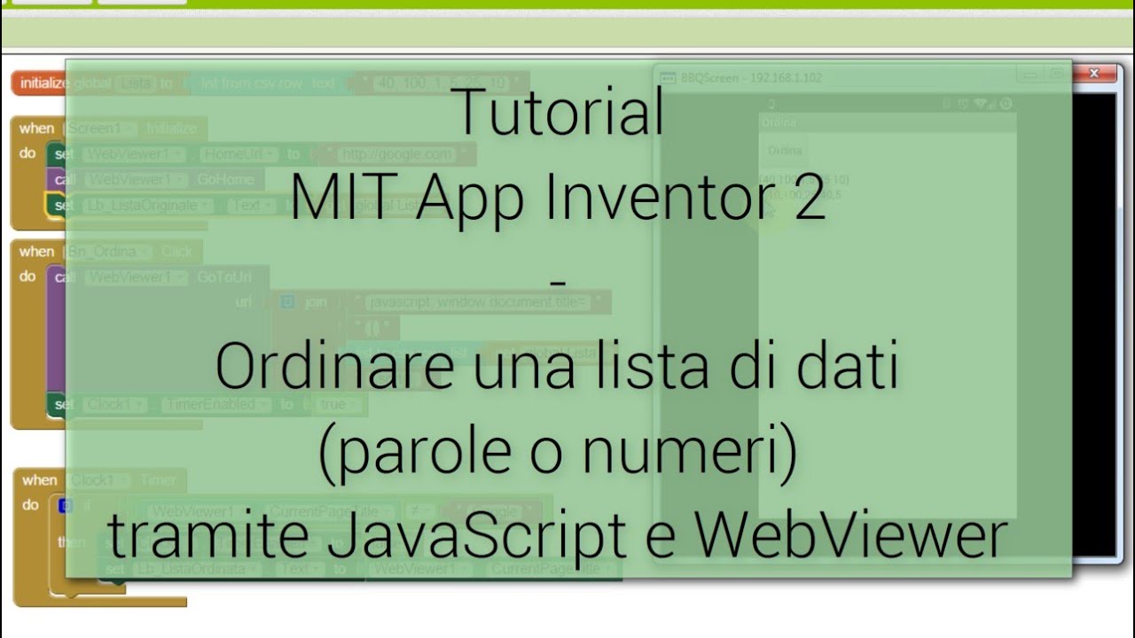 Tutorial - Ordinare una lista con MIT App Inventor 2 - YouTube