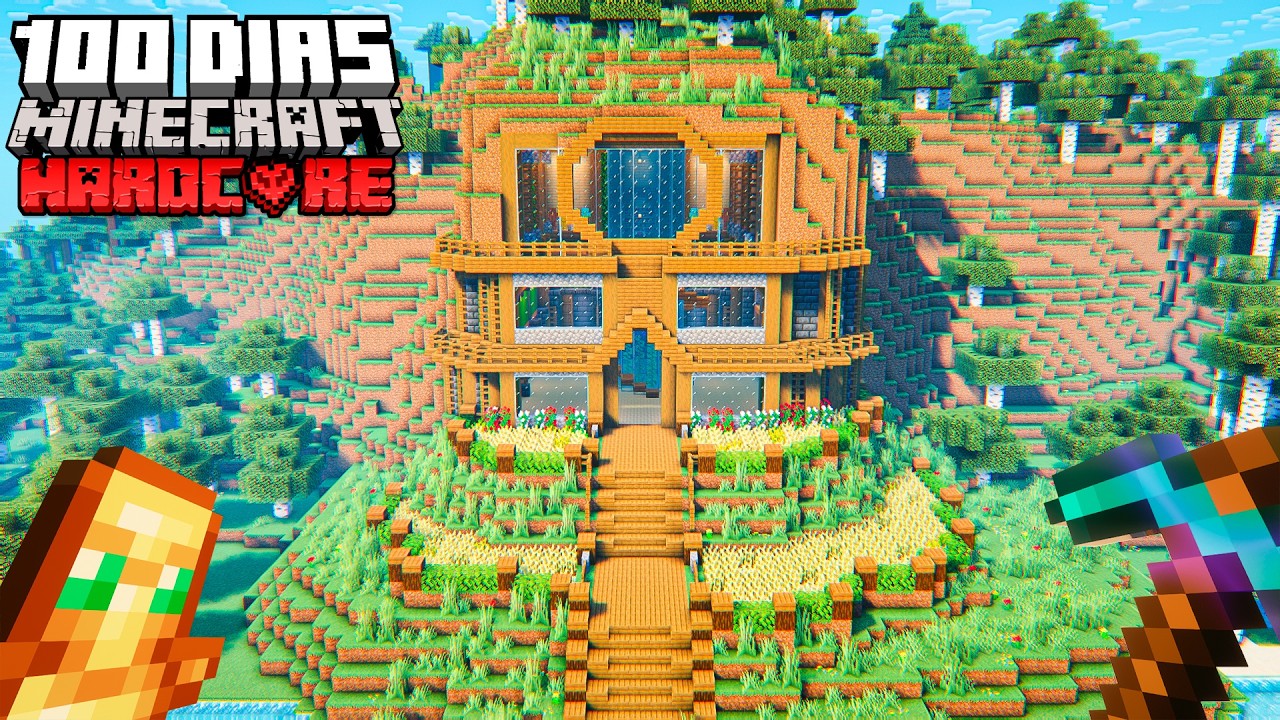 SOBREVIVI 100 DIAS CONSTRUINDO UMA BASE NA MONTANHA NO MINECRAFT HARDCORE