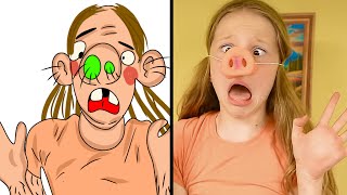 Nastya and Evelyn in wonderland Drawing meme | haha baby brand