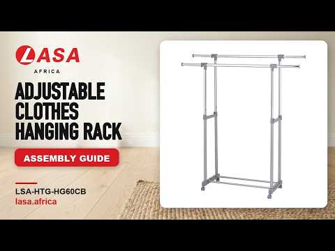 Adjustable Clothes Hanging Rack, Silver Frame – Assembly